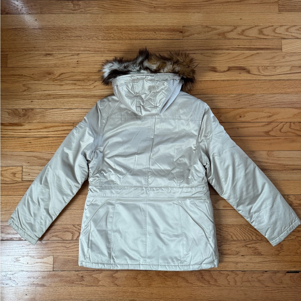 Esprit Cream Puffer Jacket with Faux Fur Hood - Picture 7 of 7